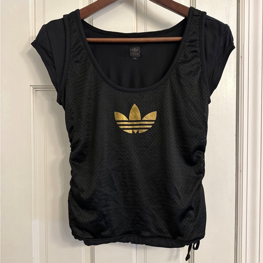 Womens Adidas layered black top (German original)| Color Black | Size S
